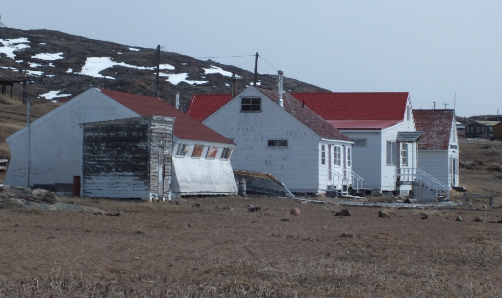 The characteristic red and white buildings of the Hudson Bay Company - built in 1949 in Apex, the original town site.