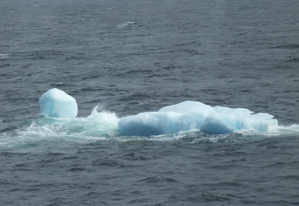 A "bergy-bit", quickly breaking down into "growlers" - this piece of ice, once a mighty iceberg, is large enough and sitting high enough to be picked up on the radar.....hopefully..