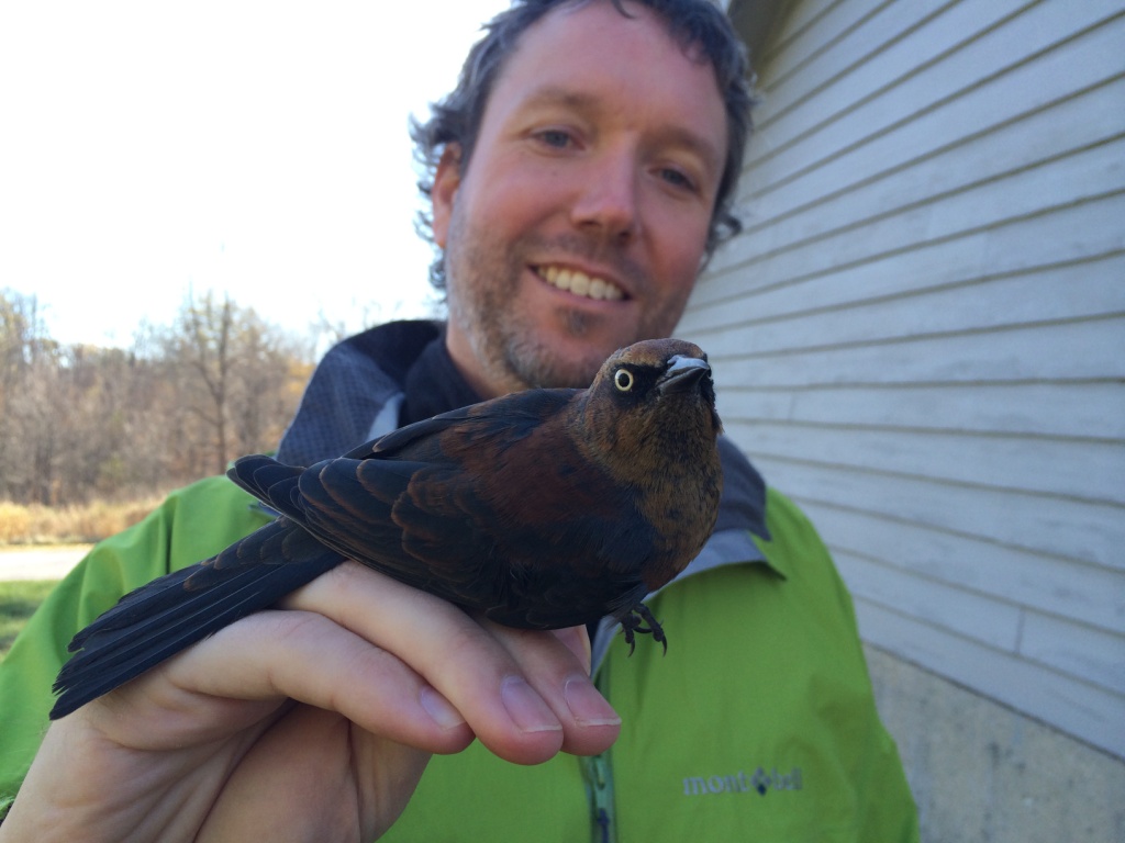 Mark with a male Rusty Blackbird. -J. Fleet