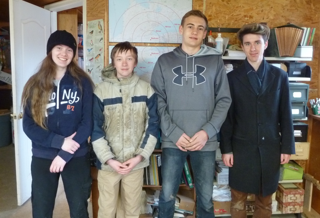 Sunday's Bagger Crew - Alessandra, Samuel, Ben and Giovanni - modelling bander fashions. They worked really hard setting up for the new season.